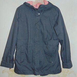 The North Face Womens Windbreaker Hooded Jacket Long Sleeve Gray Cinch Waist M
